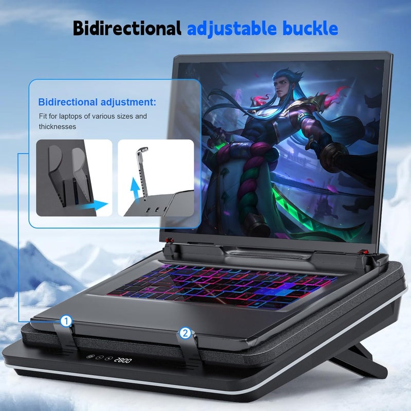 IETS GT600 Laptop Cooling Pad Equipped with Gigantic Turbo-Fan（5.5inch Diameter）,Sealed Foam for Rapid Cooling Gaming Laptop,14.1-19.3 inch Laptop Cooler with 3-Port USB Hub,Dust Filter,Touch Start - Image 4